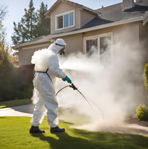Fumigador exterminando plagas
