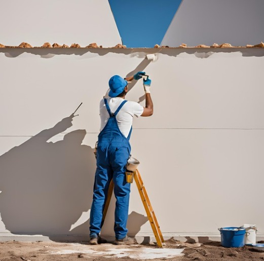 Pintor trabajando en una pared